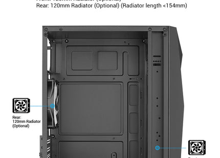Case Gaming AeroCool Raider Mini-G-BK-V2 | Mini Torre | Panel Lateral de Vidrio Templado | 2 Ventiladores RGB | Negro