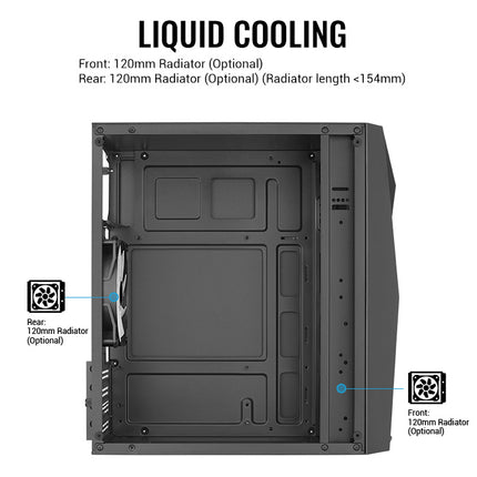 Case Gaming AeroCool Raider Mini-G-BK-V2 | Mini Torre | Panel Lateral de Vidrio Templado | 2 Ventiladores RGB | Negro