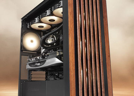 Case Sharkoon Rebel C70M RGB | Mid-Tower ATX | Frente de Madera | 4 Ventiladores RGB PWM | Negro