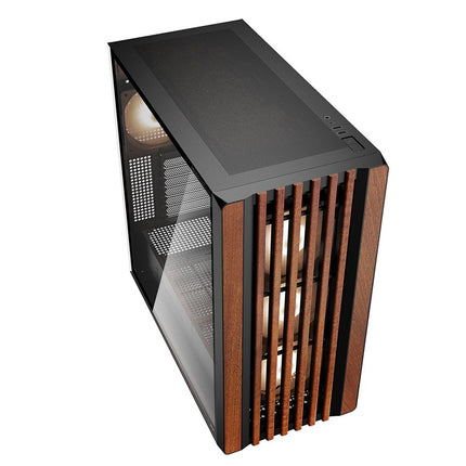 Case Sharkoon Rebel C70G RGB | ATX | Mid Tower | 4 Ventiladores RGB PWM | Frente de Madera | Vidrio Templado | Negro