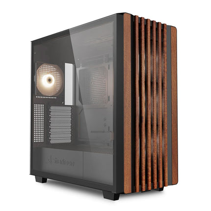 Case Sharkoon Rebel C70G RGB | ATX | Mid Tower | 4 Ventiladores RGB PWM | Frente de Madera | Vidrio Templado | Negro
