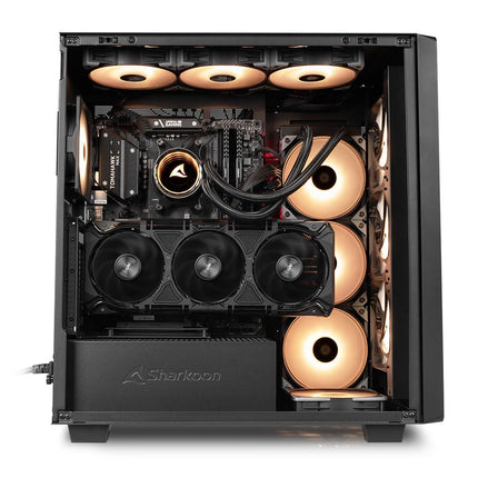 Case Sharkoon Rebel C70G RGB | ATX | Mid Tower | 4 Ventiladores RGB PWM | Frente de Madera | Vidrio Templado | Negro