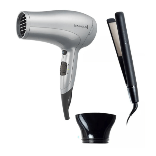 Remington combo secador + plancha de cabello  titaniun - S4A500-D3019-F