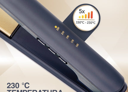 Alisadora Remington Sapphire Luxe S5805-110F | Cerámica Avanzada con Zafiros Reales | 230 °C | Control Digital | Azul Marino Champagne