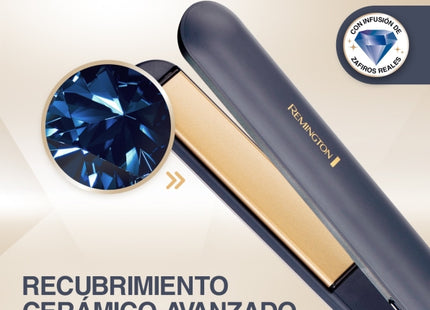 Alisadora Remington Sapphire Luxe S5805-110F | Cerámica Avanzada con Zafiros Reales | 230 °C | Control Digital | Azul Marino Champagne