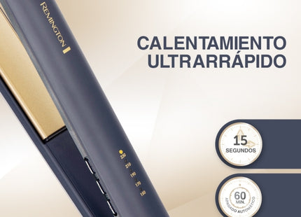 Alisadora Remington Sapphire Luxe S5805-110F | Cerámica Avanzada con Zafiros Reales | 230 °C | Control Digital | Azul Marino Champagne