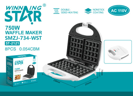 Winning Star Wafflera 750W Blanca, ST-2121