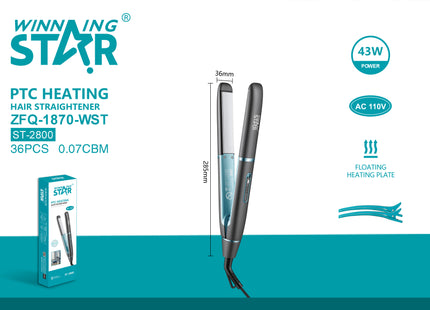 Winning Star Plancha Alisadora de Cabello 43W, ST-2800