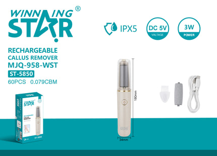 Winning Star Exfoliador Eléctrico para Pies Dorado, ST-5850