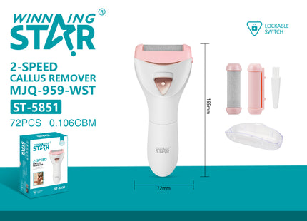 Winning Star Exfoliador Eléctrico Pies Rotativo IPX5, ST-5851