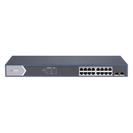 Switch Smart PoE Hikvision DS-3E1518P-EI/M | 16 Puertos | 16 PoE | 2 SFP | Gestión Inteligente | 230W
