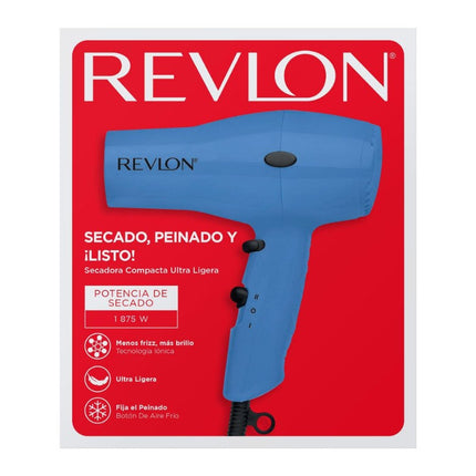 Secadora de Viaje Celeste 1875W Revlon | Para secar tu cabello donde sea con estilo y practicidad