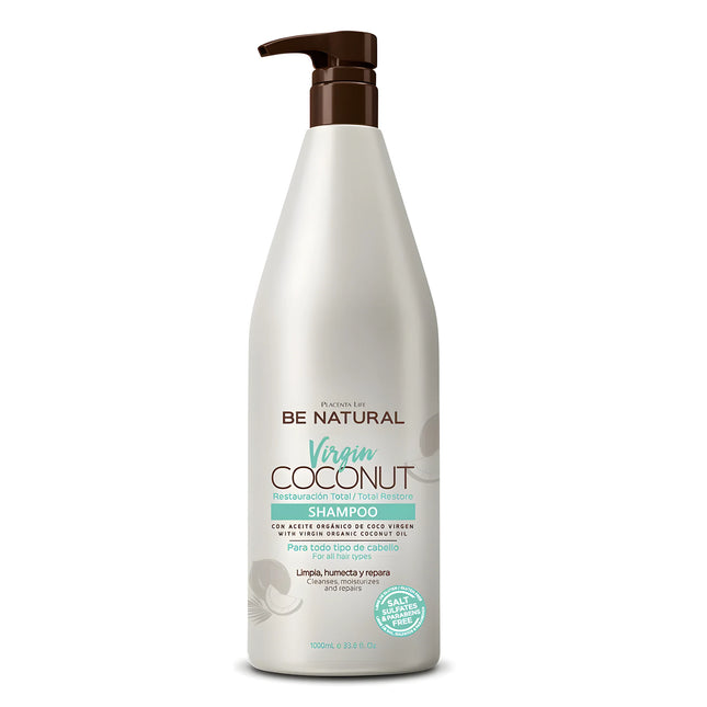 Shampoo Virgin Coconut Placent Life | 1000ml | Nutrición profunda y reparación intensiva para cabello seco y maltratado