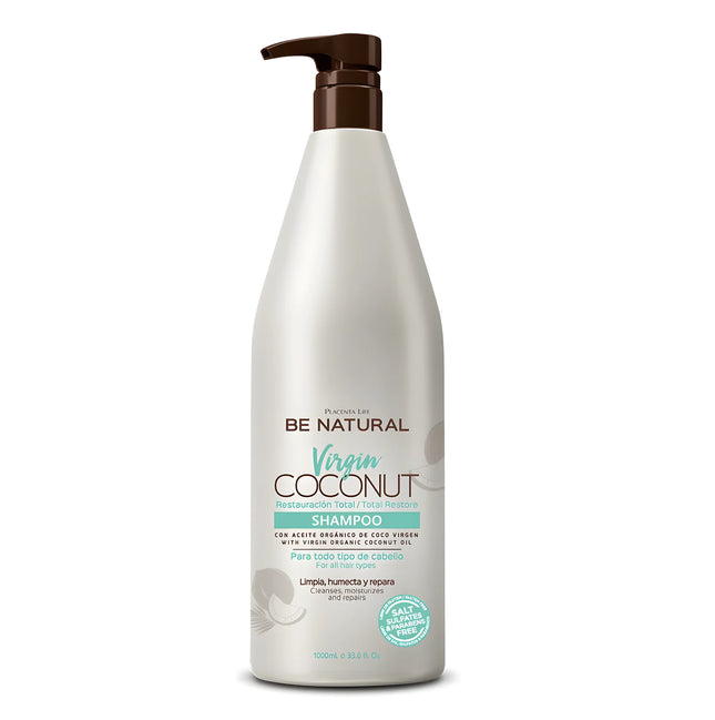 Shampoo Virgin Coconut Placent Life | 1000ml | Nutrición profunda y reparación intensiva para cabello seco y maltratado