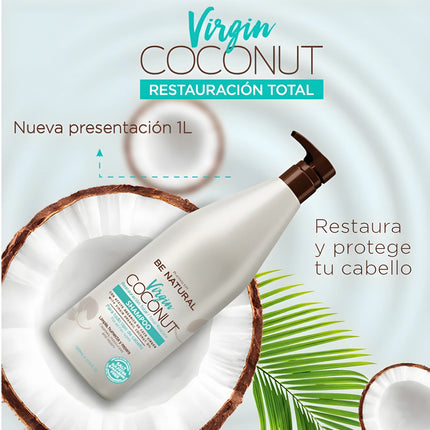 Shampoo Virgin Coconut Placent Life | 1000ml | Nutrición profunda y reparación intensiva para cabello seco y maltratado