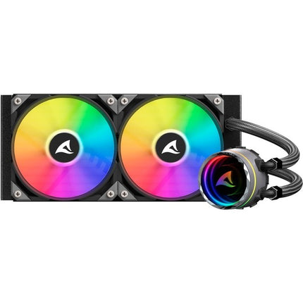 Enfriamiento Líquido Sharkoon S80 RGB AIO | 240mm | RGB | Logotipo giratorio | Compatibilidad Intel & AMD