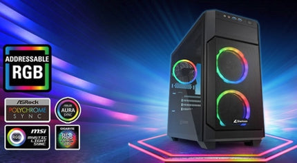 Case Sharkoon V1000 RGB Media Torre | Micro-ATX | Vidrio Templado | 3 Ventiladores RGB | Negro