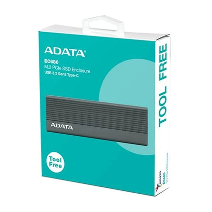 Encapsulador SSD ADATA EC680 | USB-C 3.2 Gen2 | 10Gbps | Compatible con M.2 PCIe NVMe 2230/2242 | EC680-CCGY