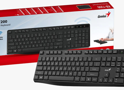 Vista trasera del teclado Genius KB-7200 con patas ajustables