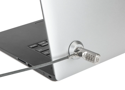 Adaptador de ranura para bloqueo de tableta Targus ASP001GLX vista frontal con mecanismo de seguridad