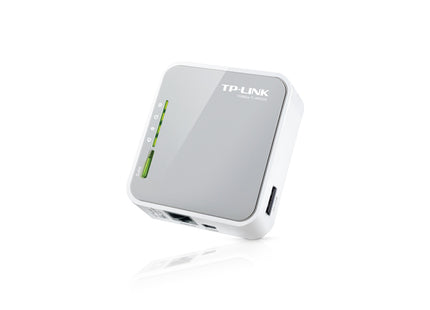 Router TP-Link TL-MR3020 vista lateral mostrando conectores y botones