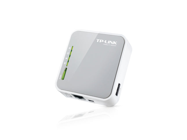 Router TP-Link TL-MR3020 vista lateral mostrando conectores y botones
