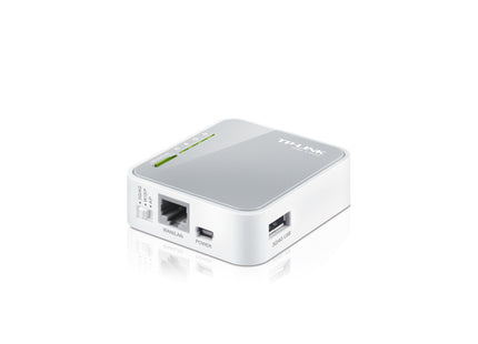 Router TP-Link TL-MR3020 vista trasera con puertos ethernet y especificaciones