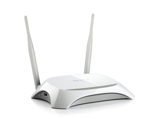 Router TP-Link TL-MR3420 vista posterior con puertos Ethernet y USB