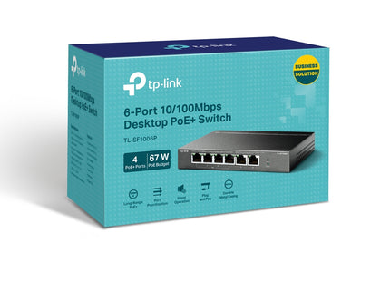 Switch TP-Link TL-SF1006P empaque original con accesorios incluidos
