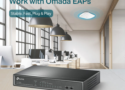 Switch TP-Link TL-SF1008LP conectado con cables ethernet