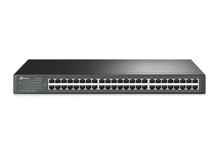 Switch TP-Link TL-SF1048 vista frontal mostrando 48 puertos RJ-45 Fast Ethernet