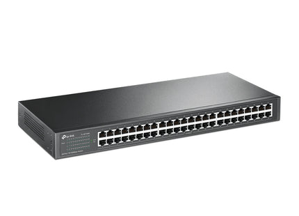 Switch TP-Link TL-SF1048 vista lateral derecha con indicadores LED de estado