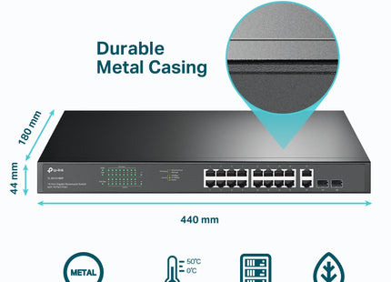 Indicadores LED de estado del switch de red TP-Link encendido