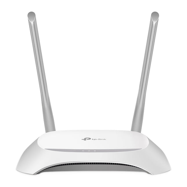 Router TP-Link TL-WR840N vista frontal con antenas y luces LED