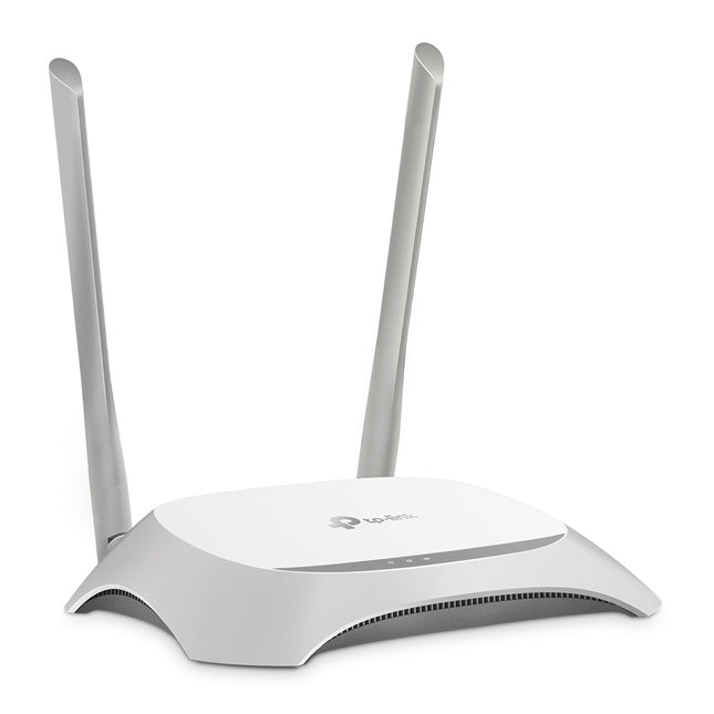 Router TP-Link TL-WR840N vista posterior con puertos Ethernet y conexión WAN