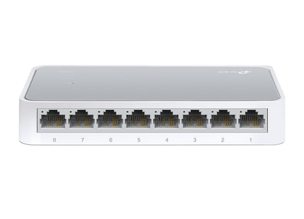 Switch de sobremesa TP-Link TL-SF1008D con 8 puertos Ethernet vista frontal
