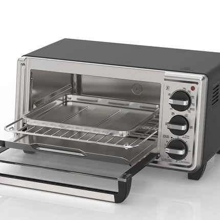 Horno Tostador Black+Decker TO4130‑0SDLA | 30 L / 4 Rebanadas | 1150 W | 5 Funciones | Convección Natural Eventoast™ | Inox