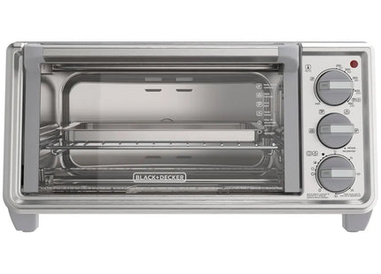 Horno Tostador Black+Decker TO4130‑1SDLA | 30 L (4 rebanadas) | 1150 W | 5 Funciones | Convección Natural Eventoast™ | Inox