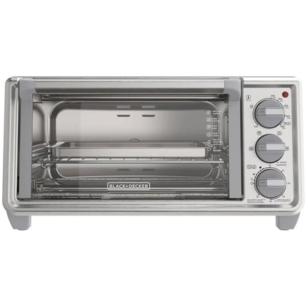 Horno Tostador Black+Decker TO4130‑1SDLA | 30 L (4 rebanadas) | 1150 W | 5 Funciones | Convección Natural Eventoast™ | Inox