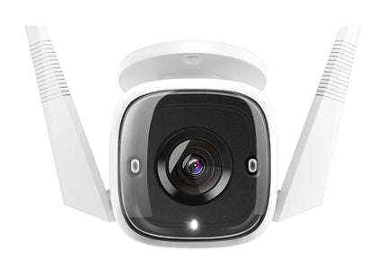 Cámara TP-Link Tapo C310 exterior blanca vista frontal con lente y sensor