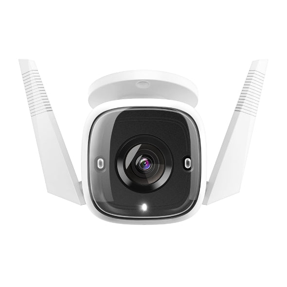 Cámara TP-Link Tapo C310 exterior blanca vista frontal con lente y sensor