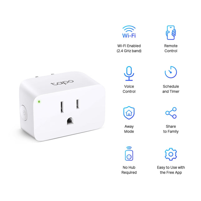 Enchufe smart Wi-Fi TP-Link P105 conectado en toma corriente