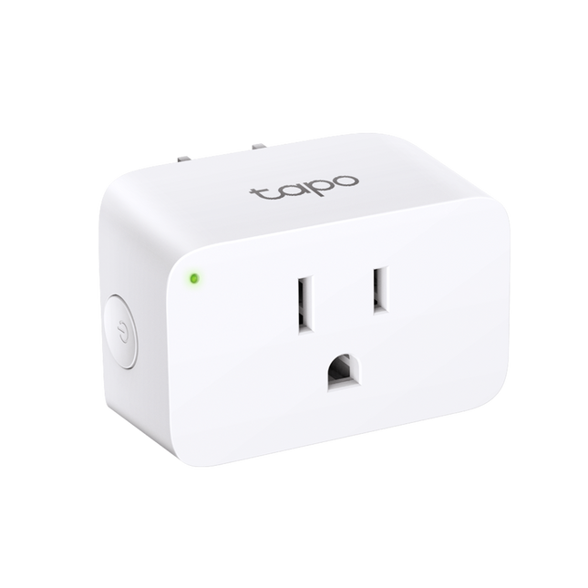 Mini enchufe inteligente TP-Link Tapo P105 vista frontal con logo