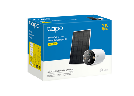 Cámara de seguridad TP-Link Tapo C425 en empaque original con componentes