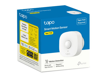 Sensor inteligente Tapo T100 vista angular mostrando LED indicador