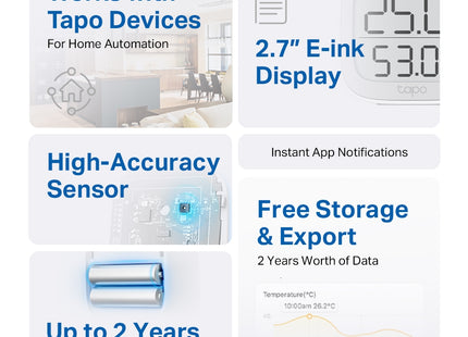 Sensor de Temperatura y Humedad Inteligente con Pantalla TP-Link, T315