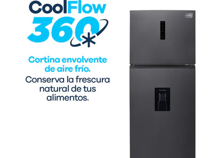 GRS GRD 425FF-TTX Refrigeradora de 16 pies³ con Dispensador, 2 Puertas y Acabado Gris