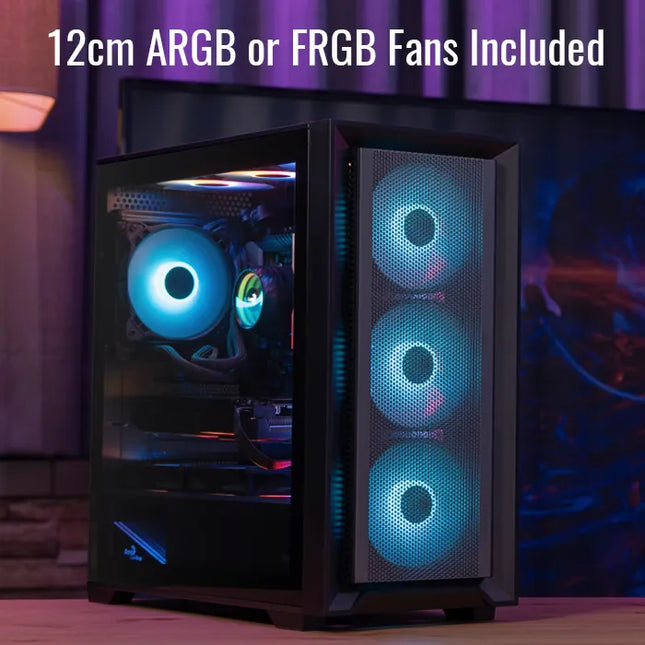 Case RGB AeroCool Tern Mini | Torre Pequeña | Vidrio Templado | 3 Abanicos Delanteros | 1 Abanico Trasero