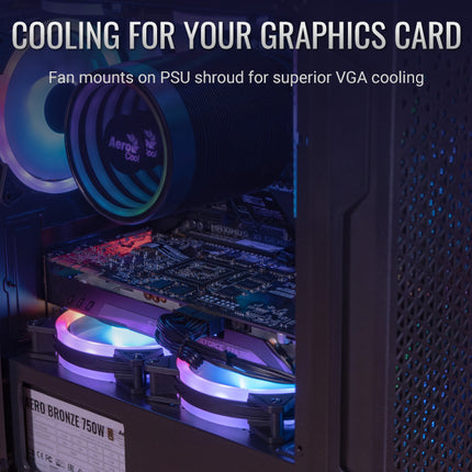 Case Gaming AeroCool Trinity Mini-G-BK-V3 | Mini Torre | Panel Lateral de Vidrio Templado | 2 Ventiladores RGB 140mm | 1 Ventilador RGB 120mm