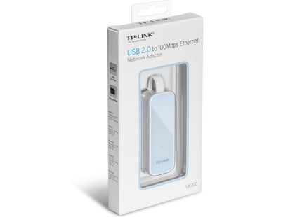 Packaging y accesorios incluidos del adaptador de red TP-Link UE200